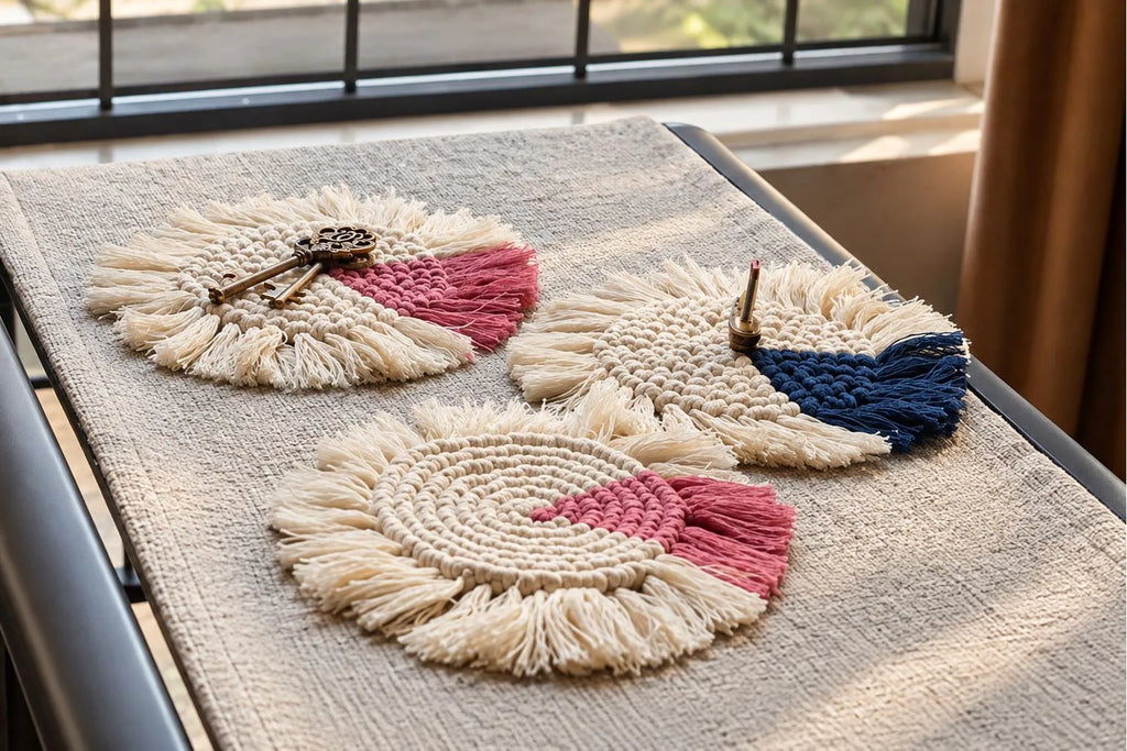 Handwoven Macramé Coasters – Set of 4