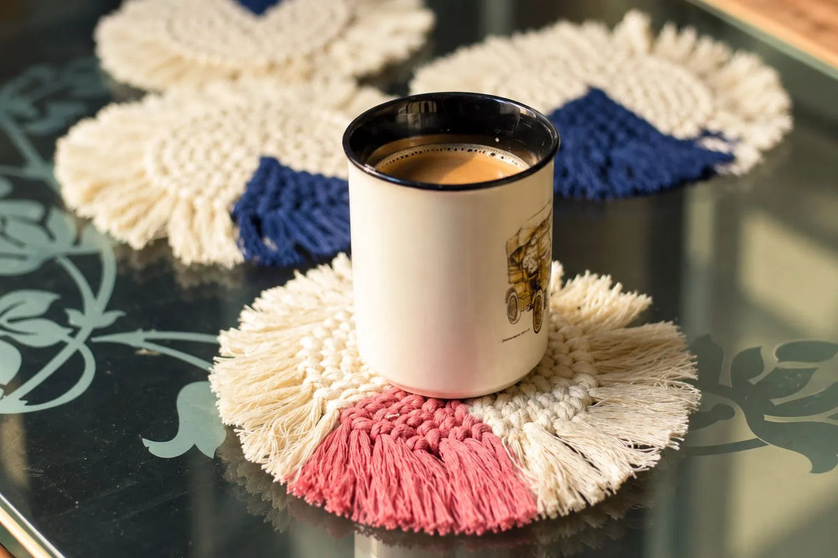 Handwoven Macramé Coasters – Set of 4
