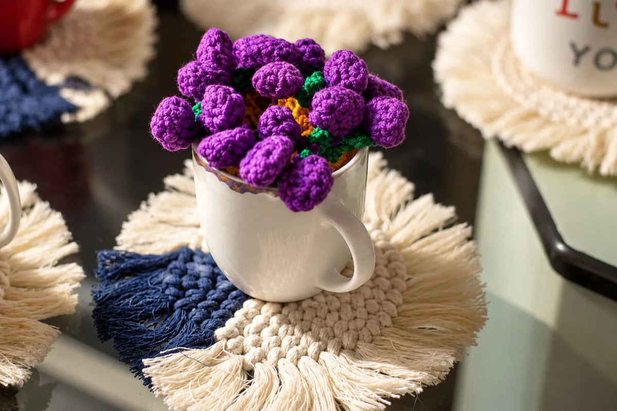 Handwoven Macramé Coasters – Set of 4