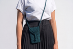 Teal Macrame Phone Bag | Handwoven Mini Crossbody with Leaf Detail