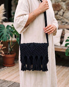 Black Macramé Crossbody Bag