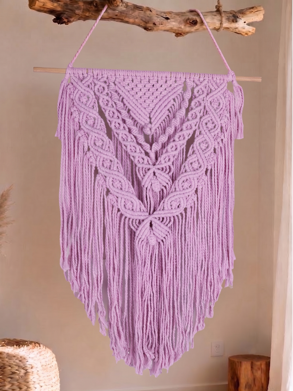 Lilac Macrame Wall Hanging | Handwoven Boho Wall Tapestry