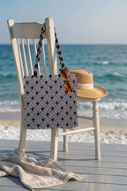 Grey Macrame Crossbody Bag | Diamond Pattern Handwoven Bag