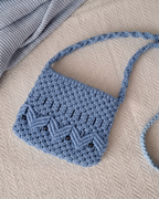 Royal Blue Macrame Crossbody | Beaded Chevron Boho Bag