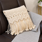 Scalloped Macramé Tassel Cushion Cover