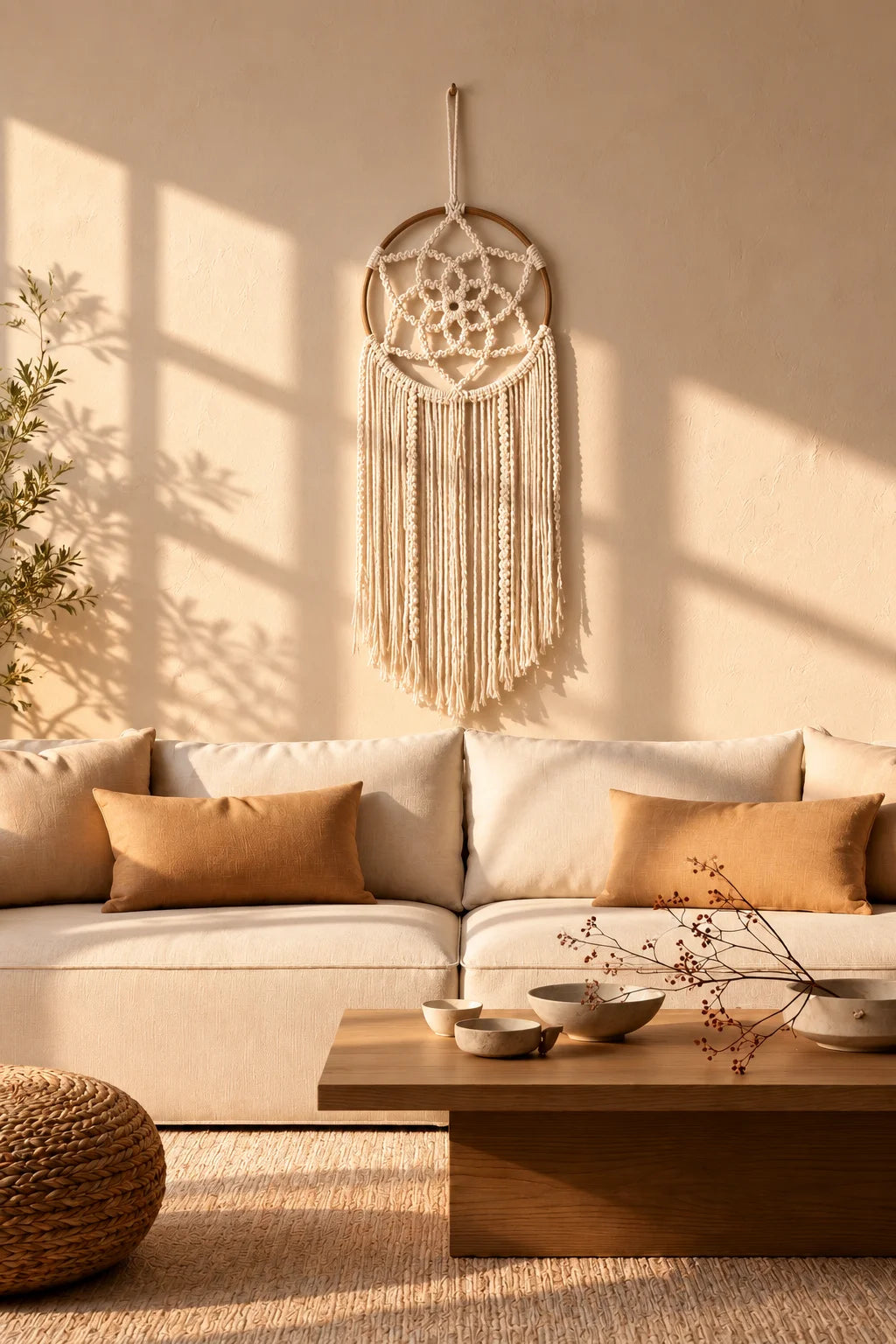 Macrame Dreamcatcher Wall Hanging | Floral Mandala Hoop Decor