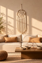 Macrame Dreamcatcher Wall Hanging | Floral Mandala Hoop Decor