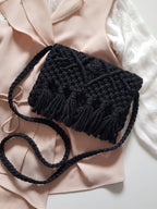 Black Macramé Crossbody Bag